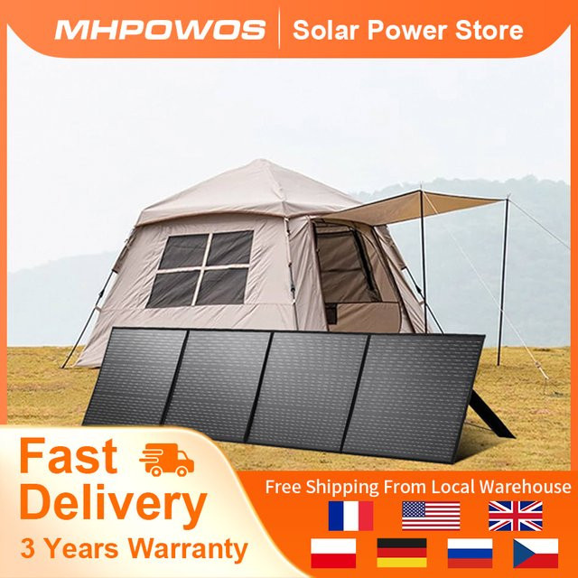 MHPOWOS Tragbares Solarpanel 220W 40V Wasserdicht und Faltbar in Schwarz für Powerstations, RV und Camping - Bild 1