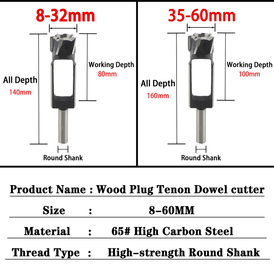 Layzen Holz Stecker Bohrer für Zapfen und Dübel, Konischer Lochbohrer für Holzarbeiten, 8-60mm - Bild 2