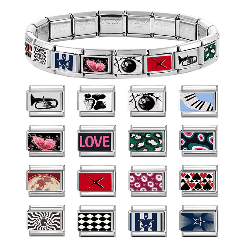Yolorist Charm Armband, Edelstahl, Rosa, Schmetterling, Herzen, Sterne, Unisex - Bild 2