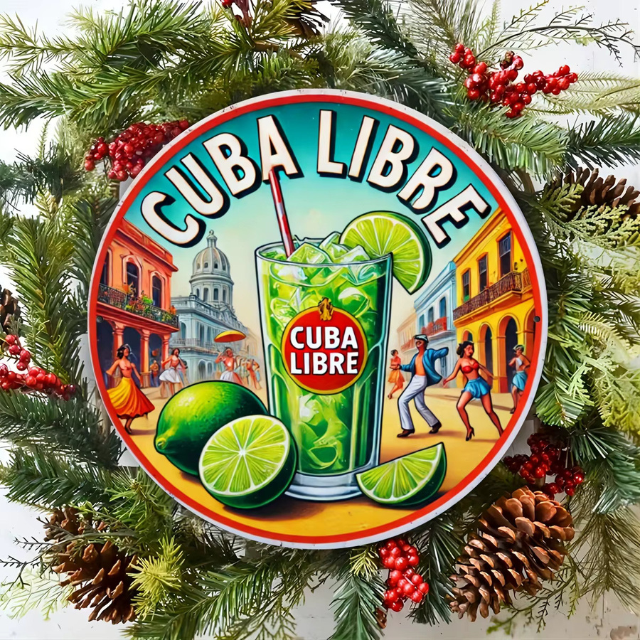 Vintage Cuban Libre Blechschild von Potdemiel, rundes Metall-Wanddekor in Multicolour, Durchmesser: 20 cm - Bild 3