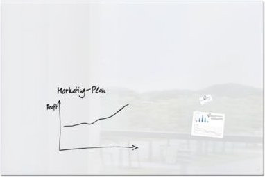 Sigel Glas-Whiteboard Artverum Weiß, glänzend, magnethaftend, B: 180 cm, H: 120 cm mit 2 SuperDym-Magneten - Bild 1