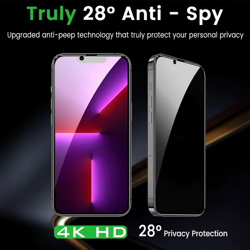 3er-Set basix Sichtschutz-Displayschutzfolie aus gehärtetem Glas für iPhone 17 Pro, 16, 15, 14, 13, 12 Pro Max, Anti-Spy und kratzfest, transparent - Bild 2