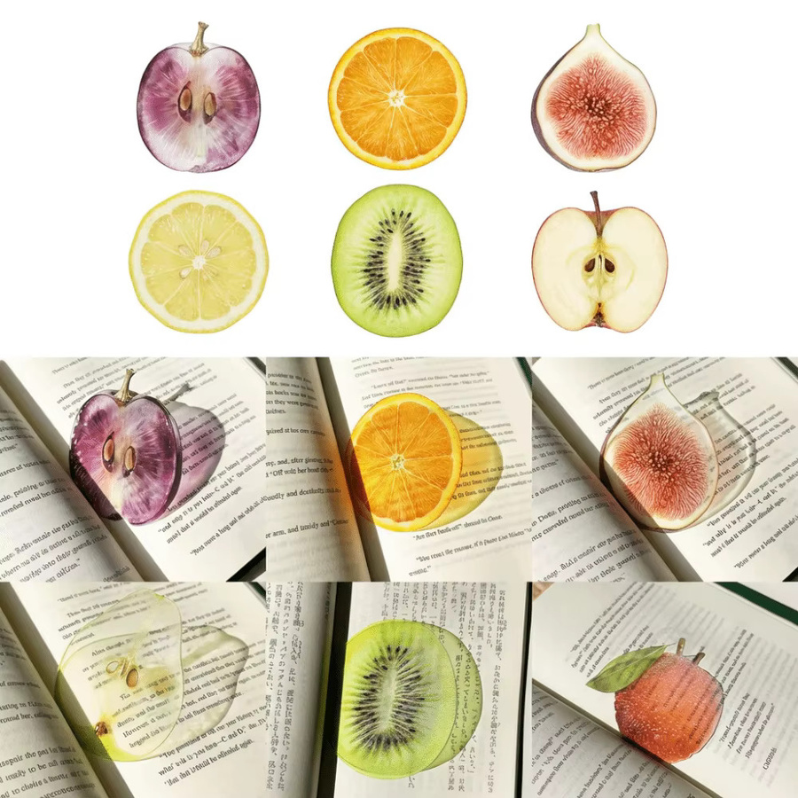 Transparentes Lesezeichen mit Apfel- und Trauben-Motiv für Erwachsene - Bild 2