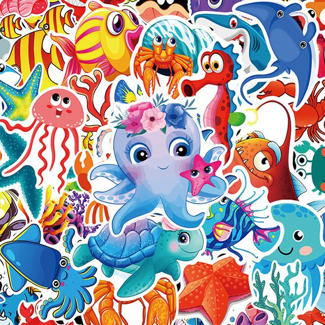 Rspctou Meerestiere-Aufkleber, Kawaii-Graffiti-Aufkleber, multicolour - Bild 1