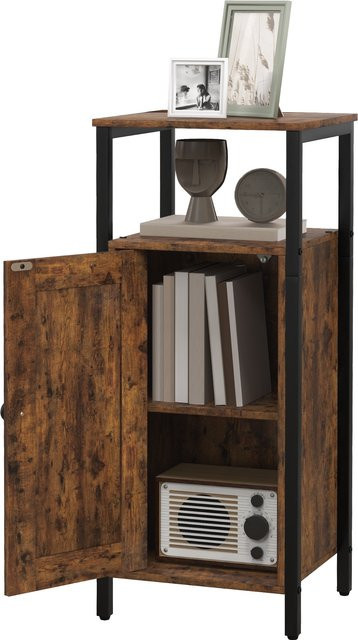 HOMCOM Beistelltisch im industriellen Design mit verstellbarem Regal in Rustikalem Braun, B/T/H: 34 x 30 x 80 cm - Bild 1