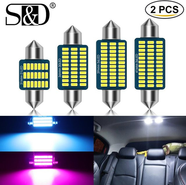 2 Stück C5W LED Canbus Girlande Weiß für Auto-Innenbeleuchtung und Kennzeichenlampen mit 24 SMD 3014 Chips, 12V - Bild 1