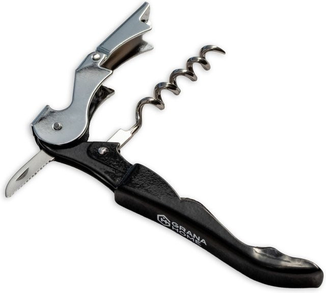 GRANA HOME Kellnermesser COMFORT Set mit 4 Stück in Schwarz aus Edelstahl mit Folienmesser und ergonomischem Griff - Bild 1