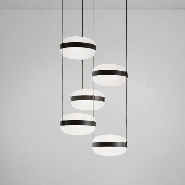 B.Lux Beaded S5 LED-Pendelleuchte in Schwarz mit opalweißem Glas, dimmbar und höhenverstellbar - Bild 1