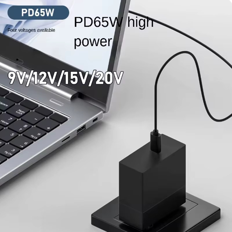WEFAWAN USB C auf DC Konverter Adapter Kabel, 65W PD Schnellladekabel für 9V/12V/15V/20V, 3A, Typ-C zu DC 5,5 x 2,1 mm, Schwarz - Bild 3