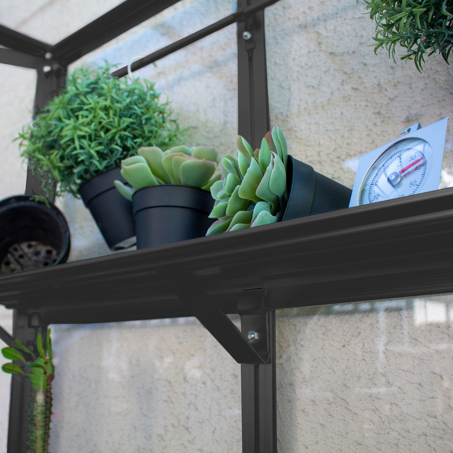 Vitavia Balkongewächshaus Polis Schwarz mit Stahlfundament und 3 mm ESG-Glas, 0,35 m² - Bild 3