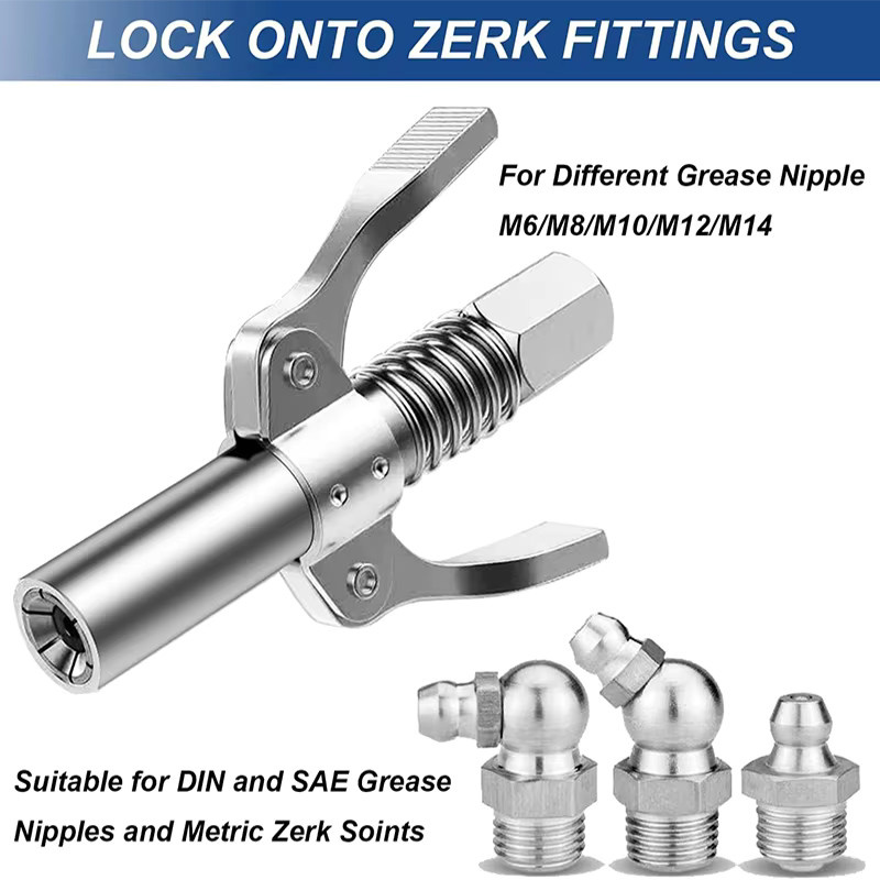 TEMPS DETIR Doppelgriff-Hochdruck-Verriegelungszange mit 30 cm Verbindungsschlauch und NPT1/8-Adapter in Silber - Bild 2
