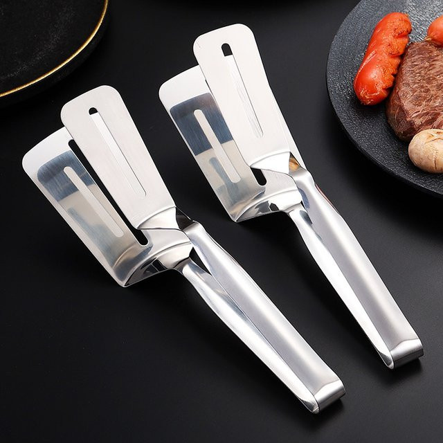 Multifunktionale Grillklammer aus Edelstahl von QIEYUE in Silber zum Braten von Steak, Fisch und Brot - Bild 1