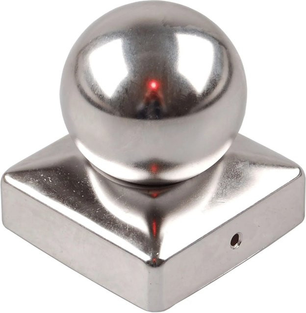 Holmwerk Pfostenkappe Kugel aus Edelstahl in Silber für quadratische Pfosten 7 x 7 cm, Durchmesser: 7,1 cm - Bild 1