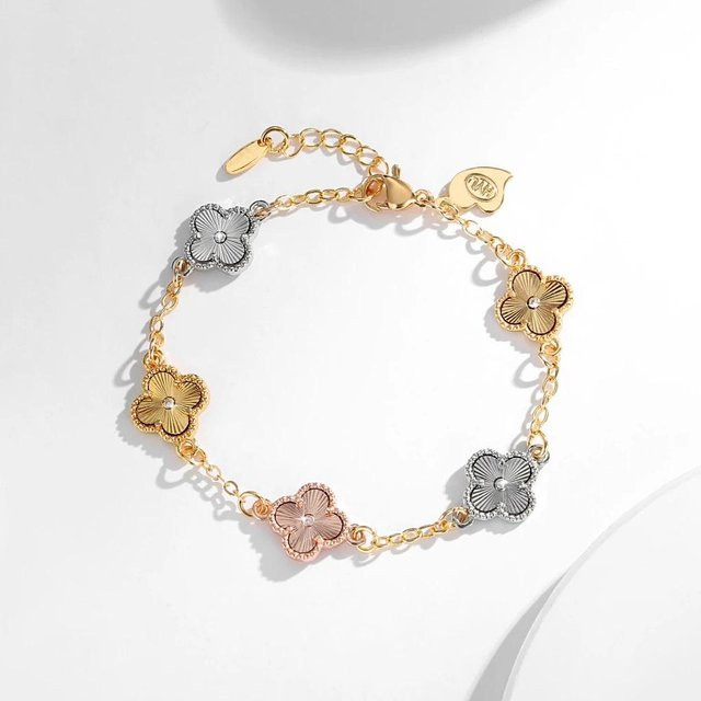 XinminTrendy Kleeanhänger-Armband, Titan, beige, Damen - Bild 1