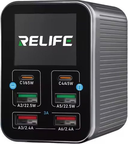 Relife Q4 Ladestation in Grau mit 72W, 5A, 2 x USB-C und 4 x USB-A - Bild 1