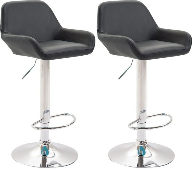DELUKE Barhocker DUBLIN 2er Set Schwarz Kunstleder mit Lehne und 360 Grad Drehsitz - Bild 1