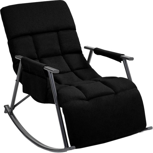 DELUKE Schaukelstuhl MIKA Relaxstuhl aus Stoff und Metall in Schwarz B/T/H: 61 x 100 x 66 cm - Bild 1