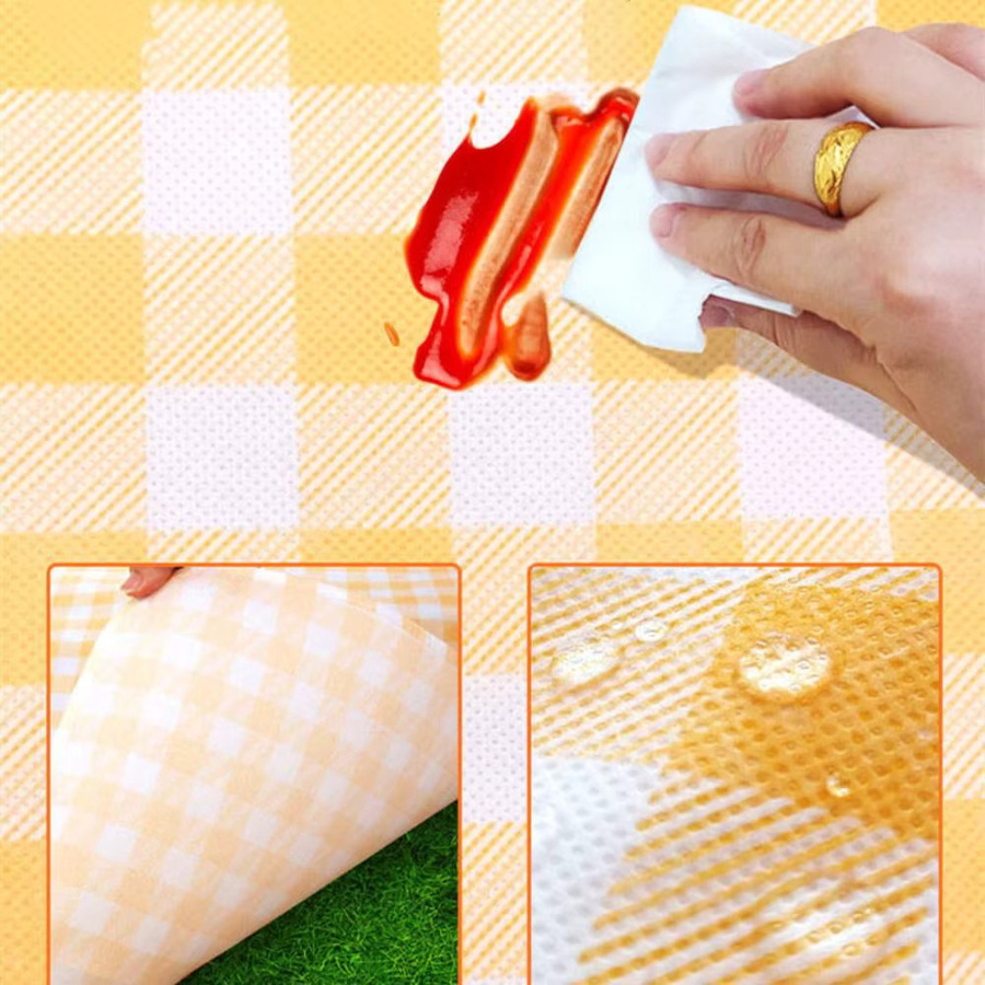 Faltbare Picknickmatte für Strand und Camping, wasserdichte und feuchtigkeitsbeständige Campingdecke in Grün und Gelb - Bild 2