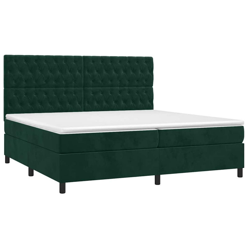 Vidaxl Boxspringbett Kontinentalbett mit Matratze und LED in Grün aus Samt, B/T: 200 x 200 cm - Bild 3