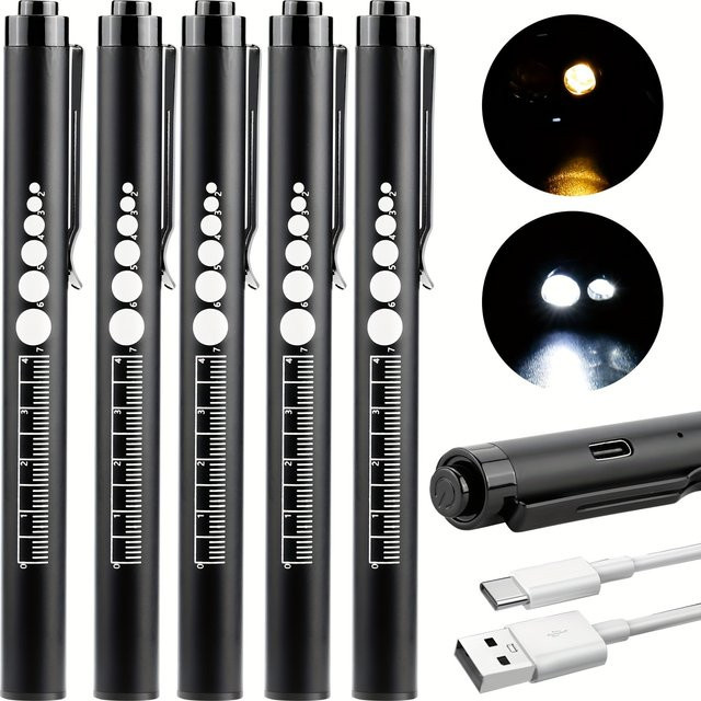 POCKETMAN 2-in-1 LED Medizinische Taschenlampe, Wiederaufladbare Diagnose-Stiftlampe zur Pupillenanzeige aus Metall - Bild 1