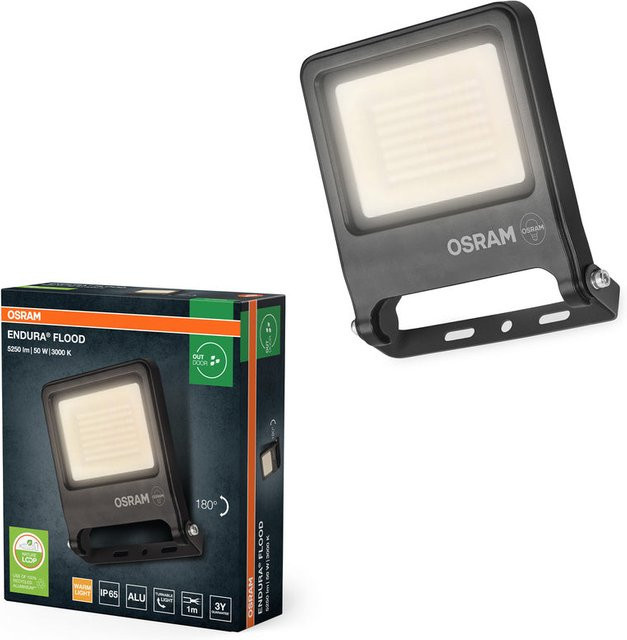 Osram Endura Flood PC LED-Fluter 50W, 5000 Lumen, 3000K Warmweiß, IP65, Grau - Bild 1