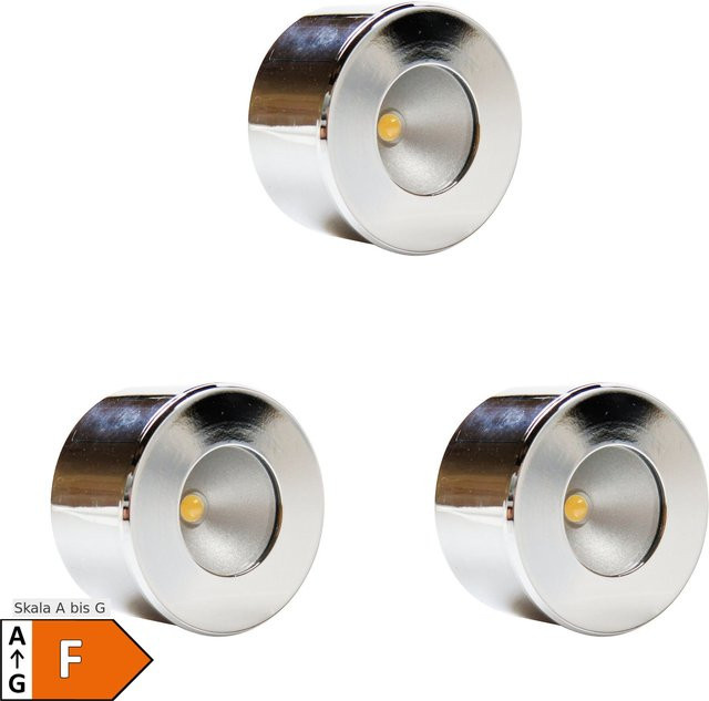 3er Set LED Unterbauleuchten Mini-Star in Chrom, warmweiß, rund für Küche und Möbel - Bild 1