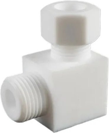 Winkelstück Kompressions-Verbindungsstück mit BSPP Außengewinde und PTFE-Kupplung aus Kunststoff in Weiß - Bild 1