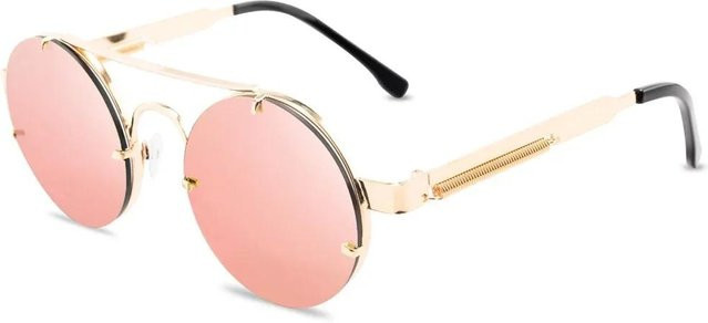 Runde Steampunk Sonnenbrille, randlos, beige, Unisex - Bild 1