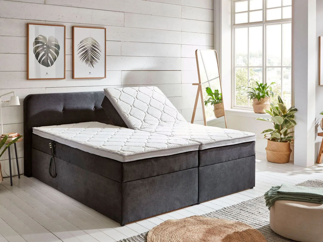 SUN GARDEN Boxspringbett Hobart in Grau mit motorischer Kopfverstellung, Kopfteil, Topper und Stauraum, B/T/H: 180 x 200 cm - Bild 2