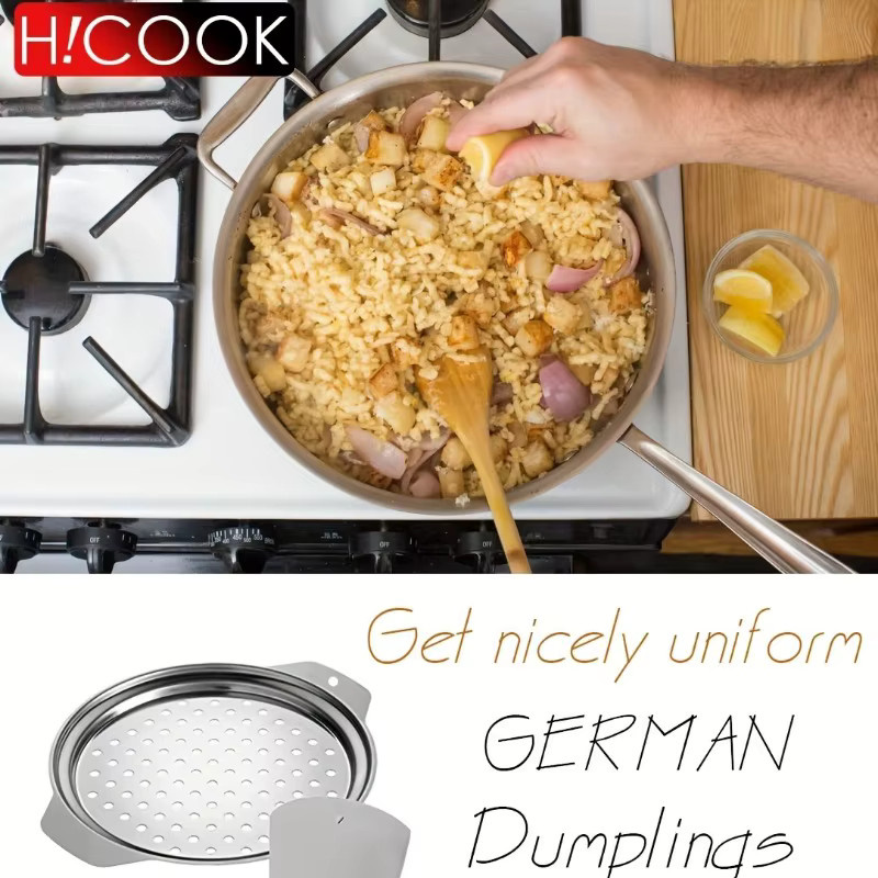 H!COOK Spätzle-Maker aus Edelstahl mit Schaber und Sieb, Silber, Durchmesser: 32,5 cm - Bild 4