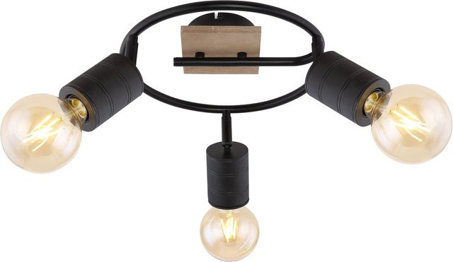Wand- und Deckenspot JOSELLA von Globo Lighting in Schwarz und Braun aus Holz und Metall mit E27 Fassung - Bild 1