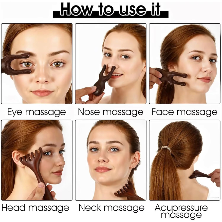 DUTRIEUX Holz-Massagegerät 2-teilig, Unisex, Gesicht, Kopfhaut, Augen - Bild 3