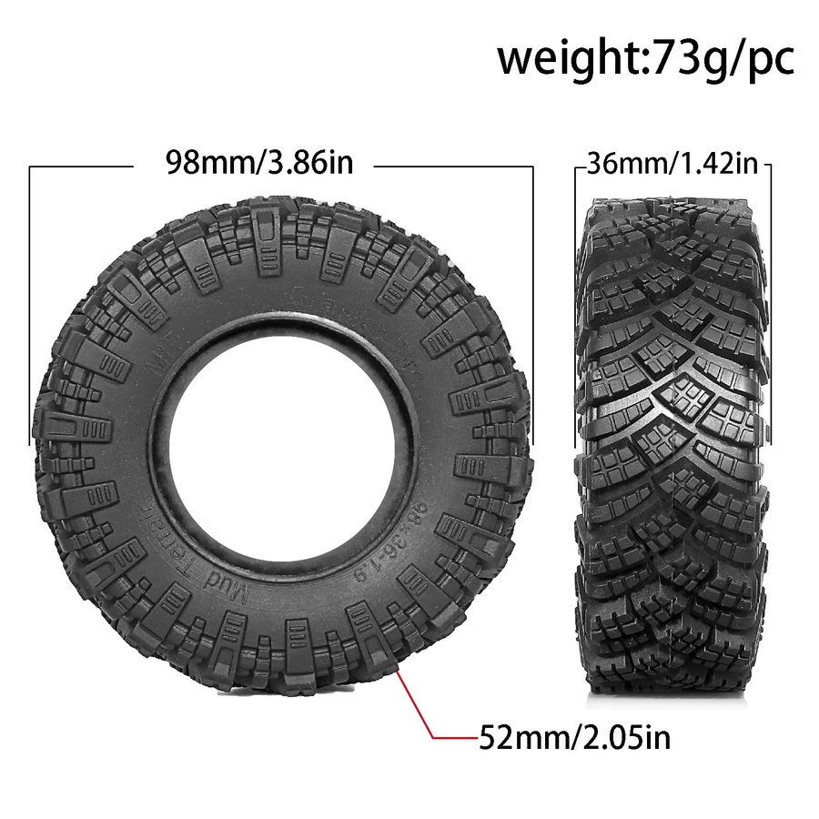 Semalam Gummireifen, 4-teiliges Set, 98 mm, 1,9 Zoll, Schwarz - Bild 3