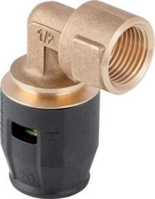 Geberit PushFit Übergangsbogen 90 Grad aus Rotguss mit Innengewinde 1/2 Zoll und Durchmesser 20 mm - Bild 1