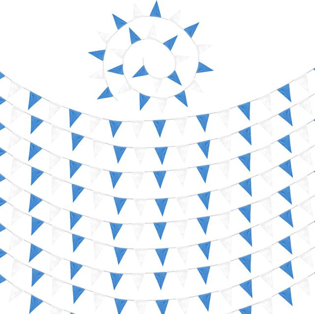 tectake® Wimpelkette blau-weiß mit maritimem Streifenmuster aus Textil für deine Party - Bild 1