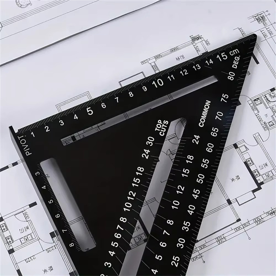 Präzises 7-Zoll-Dreieckslineal aus schwarzer Aluminiumlegierung als quadratischer Winkelmesser für Ingenieure und Zimmerleute - Bild 4