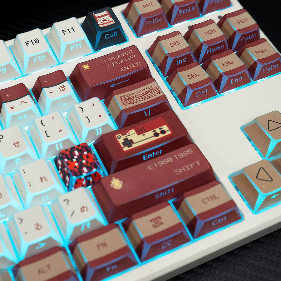 Venit Keys Japanische Retro-Tastenkappen im Cherry-Profil aus PBT mit seitlichem Aufdruck und transparentem Design für mechanische MX-Tastaturen - Bild 3