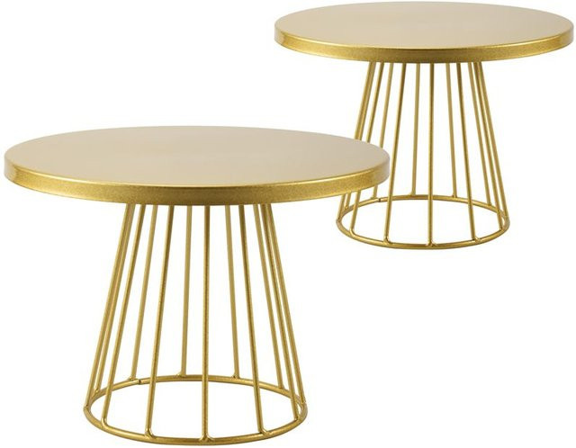 BAAJ 2er-Set Metall-Kuchenständer in Gold, runde Desserttabletts aus Edelstahl für Cupcakes und Gebäck, Durchmesser: 20 cm und 25 cm - Bild 1