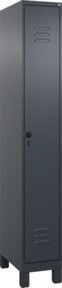 C+P Spind Classic PLUS Garderobenschrank mit 1 Abteil, Anthrazit/Schwarz, H x B x T: 195 x 30 x 50 cm - Bild 1