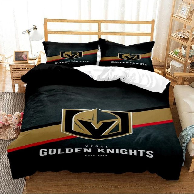Eishockey Bettwäscheset mit Cartoon-Motiv von Binchi Outdoor Product, weiches Microfaser-Bettwäscheset bestehend aus Bettbezug und Kissenbezügen in Schwarz, Breite: 135 cm, Länge: 200 cm - Bild 1