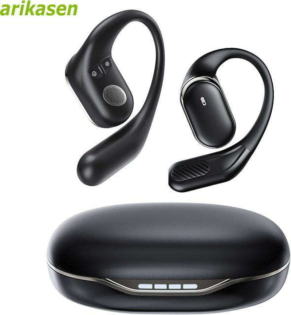 Arikasen Bluetooth 5.4 Kopfhörer, kabellose Open-Ear-Ohrhörer mit Luftleitung, Dual-Mikrofon für klare Anrufe und 60 Stunden Spielzeit, Schwarz - Bild 1