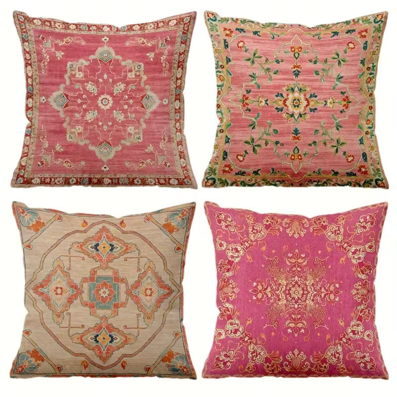 VIKAMA Bohemian Floral Kissenbezug, quadratisch, Mehrfarbig, B/H: 30 x 30 cm - Bild 5