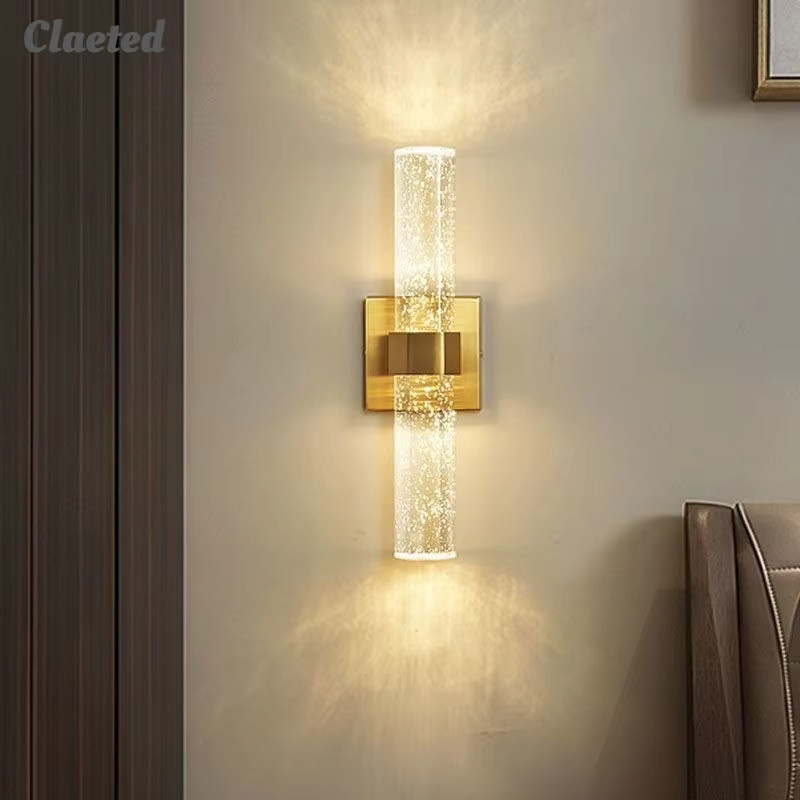 Claeted Kristall-Wandleuchte in Gold/Messing mit warmweißem Licht für Wohnzimmer und Schlafzimmer - Bild 2