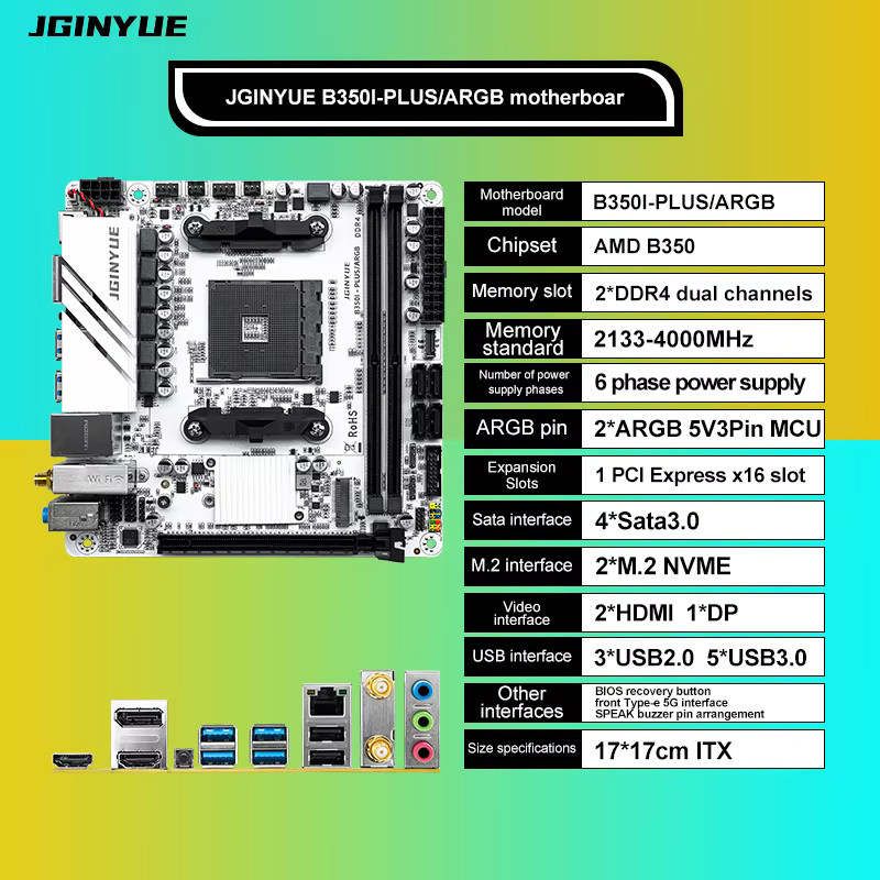 T.F.SKYWINDINTL AM4 Mainboard B35/B45 Serie für AMD ITX/M-ATX mit DDR4 Dual Channel, M.2 NVMe und 4 x SATA 3.0 USB in Weiß - Bild 6