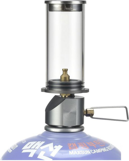BRS Mini verstellbare Outdoor-Camping-Gaslampe mit transparentem Glaskamin für Tisch und Garten - Bild 1
