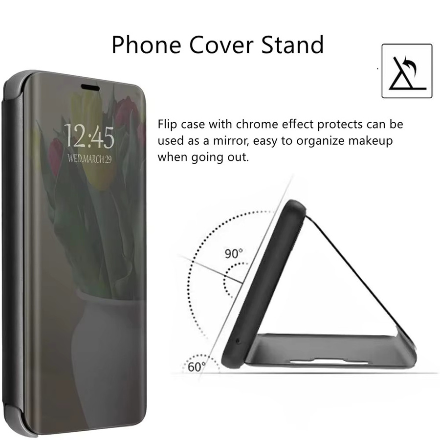 Luxus Smart Case für Samsung Galaxy S25 S24 S23 S22 S21 S20 S10 Plus S23 FE 5G mit Spiegel und Leder-Flip-Cover in Gold oder Schwarz - Bild 2