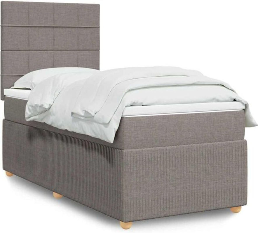 Vidaxl Boxspringbett mit Matratze aus Stoff in Taupe Meliert, B/T/H: 100 x 200 x 140,5 cm - Bild 1