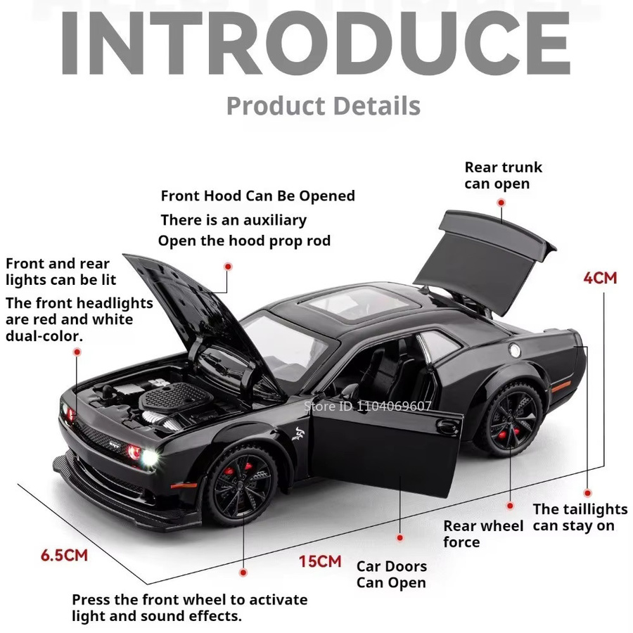 MAKEDA Hellcat Tomahawk Modell, Sport Auto, 1:32, mit Licht und Sound, Metall - Bild 2