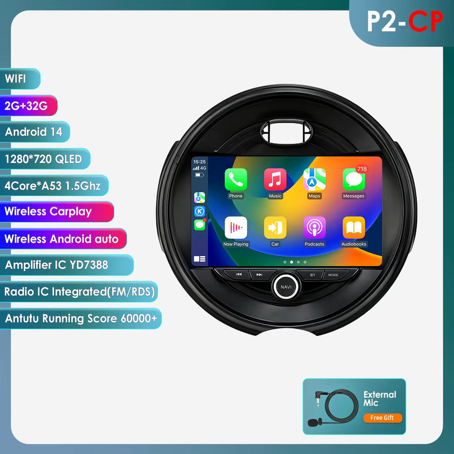OSSURET Android Autoradio-Player mit GPS und Bluetooth für BMW Mini Cooper F54 F55 F56 F60 (2014 - 2019) inklusive kabellosem Carplay, Schwarz - Bild 6