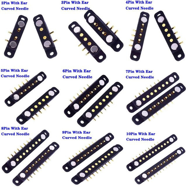 LAJQTAO Wasserdichter DC Magnetischer Federkontakt-Steckverbinder mit Nadelpin-Stecker und Schraubenlöchern, Schwarz - Bild 1